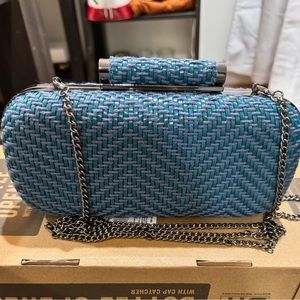 Inge Christopher Catalina Denim Minaudiere with Chain